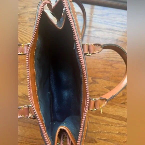 Dooney & Bourke Navy and Tan Satchel - Picture 5 of 5